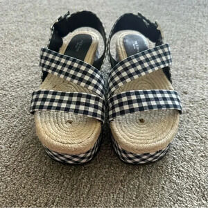 Rag &‎ Bone Megan Navy Gingham Espadrilles Wedge Sandal Size 36